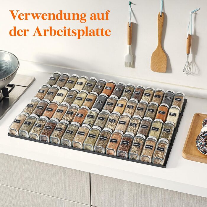 Органайзер для специй раздвижной пластиковый, 36,4 x 66 x 1,65 см, черный Lifewit