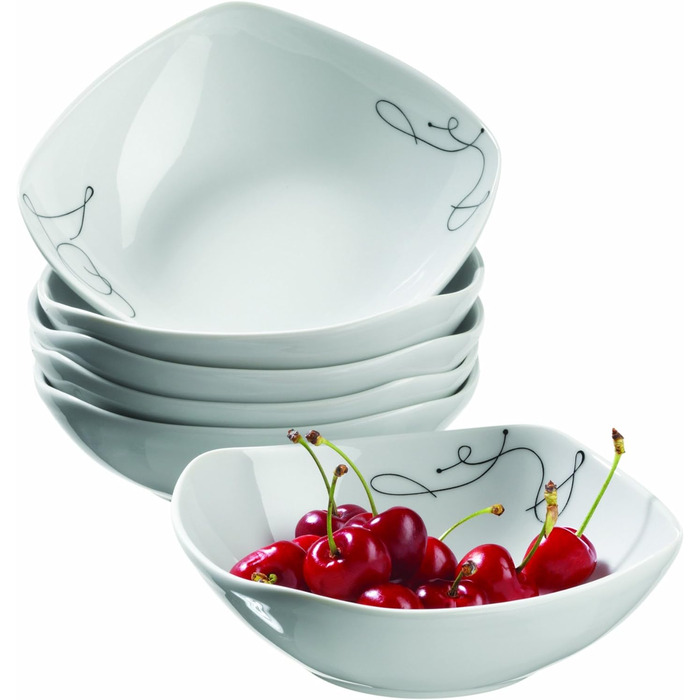 Серія шансон, порцеляновий набір посуду, на 6 персон, білий (набір чаш з 6 шт. )