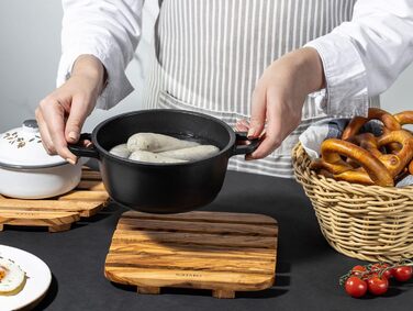 Високоякісна підставка з ексклюзивного оливкового дерева, термостійкий дерев'яний набір підставок для кухні, 20 см, товщина 2 см (квадрат)