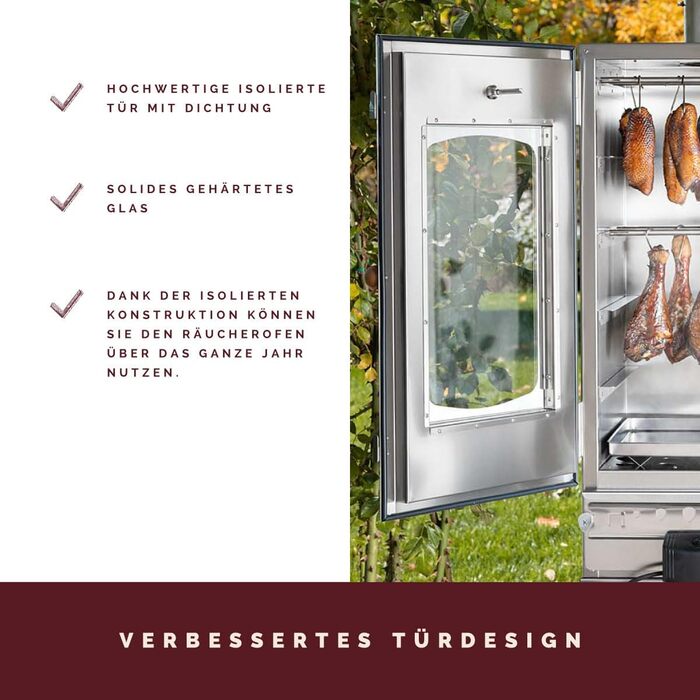 Високоякісна коптильня на дровах з нержавіючої сталі 86 см KAISER