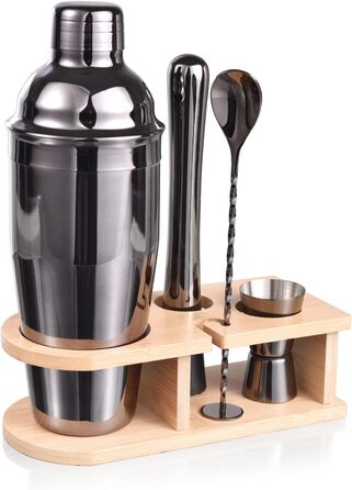 Набір коктейльних шейкерів, 5-компонентний набір бармена з нержавіючої сталі, 750 мл, професійний барменський набір для змішування мартіні, стильний домашній набір інструментів для бару з буклетом рецептів коктейлів