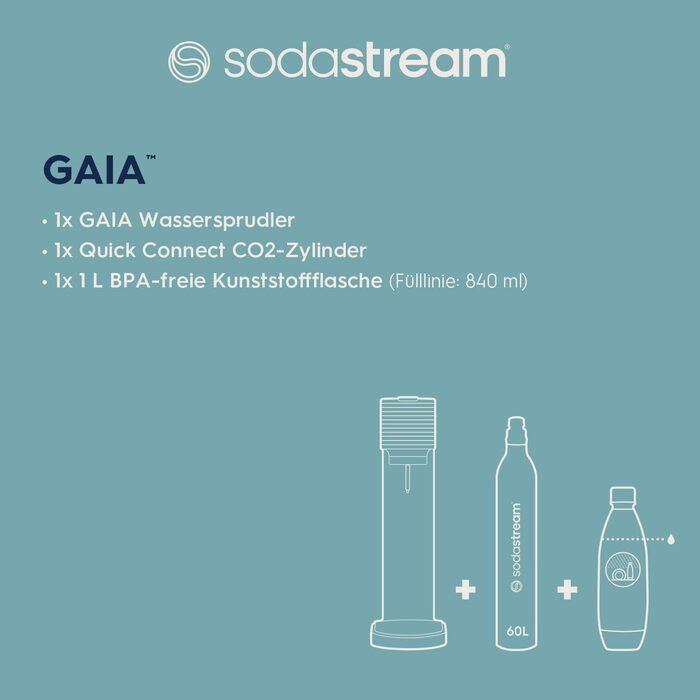 Набір для газування води, 3 предмети, чорний Gaia SodaStream