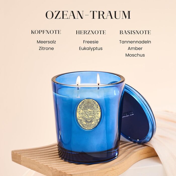 Ароматна свічка M&SENSE Лісова хатина, ароматичні свічки у склянці, натуральна соєва свічка, час горіння 55 годин, подарункові свічки для жінок та чоловіків, подарункова свічка (Океанічна мрія, 560 г)