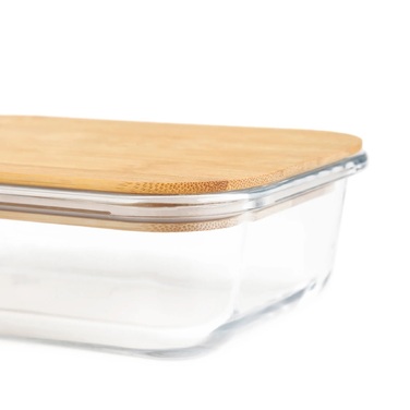 Набір з 4 скляних контейнерів 0,9 л з бамбуковими кришками HOMLA