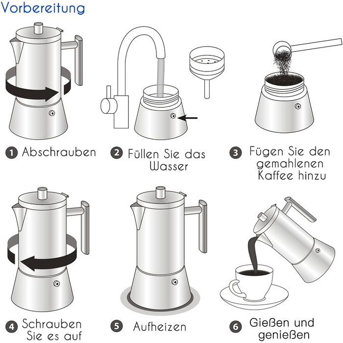 Кавоварка для плити на 6 чашок, 300 мл еспресо, срібляста Diego Easyworkz