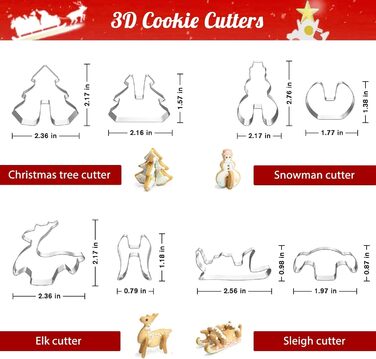 Форма для печива з пряникового будиночка, різдвяний пряниковий будиночок, різдвяна формочка для печива, форма для випічки своїми руками, різдвяна форма з нержавіючої сталі, різдвяний будиночок (18 шт./будиночок, сніговик, олень, сани)