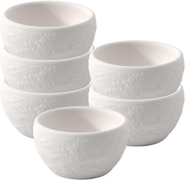 Стаканчик для яєць Manufacture Rock Blanc, придатний для миття в посудомийній машині, матовий шиферний вигляд, сучасний дизайн, можна використовувати як чарку/шніцглас, преміум-порцеляна (білий, 6 шт. (упаковка з 1))