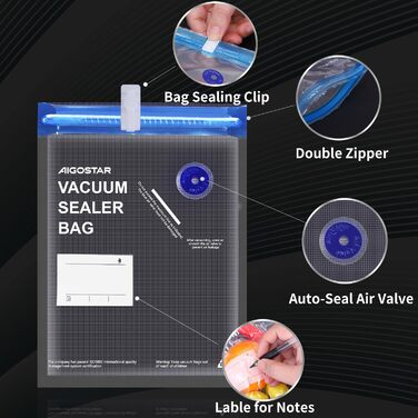 Вакуумні пакети 30 пакетів 16 x 22/21 x 22/20 x 25 см Aigostar