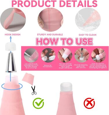 Шприц кондитерський з насадками для декору тортів і кексів, рожевий Erzekrim