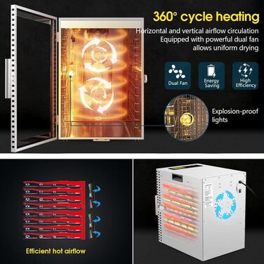 Дегідратор на 12 полиць, 800 Вт Kwasyo