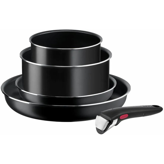Набор посуды Tefal Ingenio Easy Cook & Clean, 5 предметов, алюминий, нержавеющая сталь, бакелит, черный