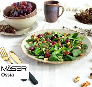 Набір посуду MSER 931545 Ossia на 4 персони в середземноморському вінтажному образі, комбінований сервіз з 16 предметів з кераміки (коричневий)