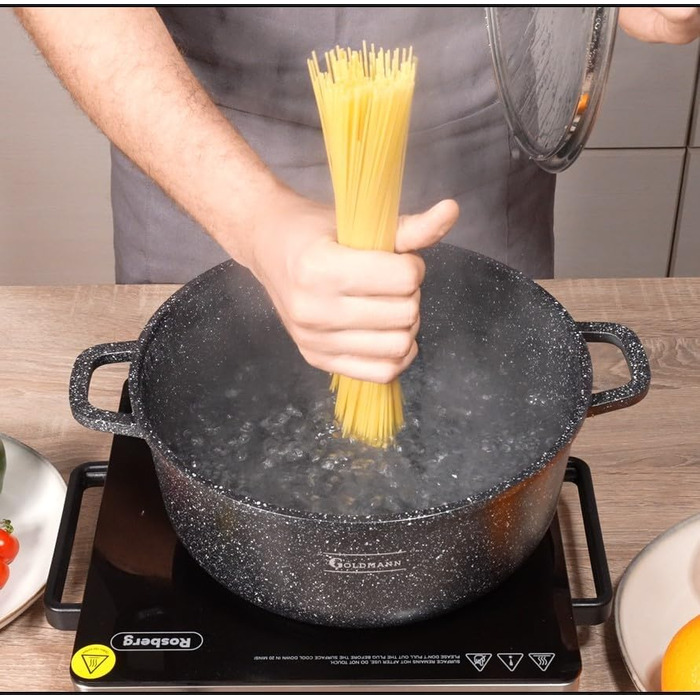 Каструля 6,5 л з антипригарним покриттям та скляною кришкою 28 см Goldmann