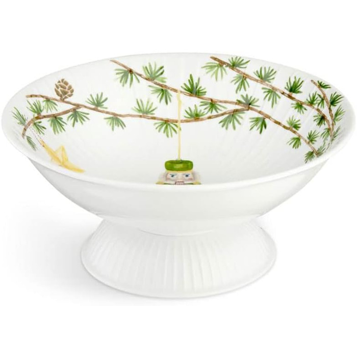 Миска для сладостей 23 см на ножке, белая с акварельной росписью Christmas Hammershøi Kähler