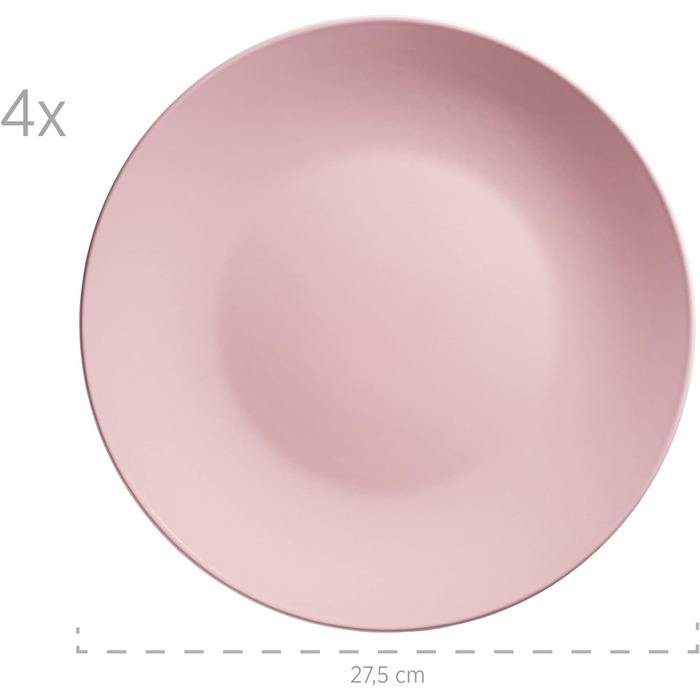 Набор современной посуды на 4 персоны из 16 предметов Комбинированный сервиз из керамики, керамогранита (розовый), 931914 Pastel Selection