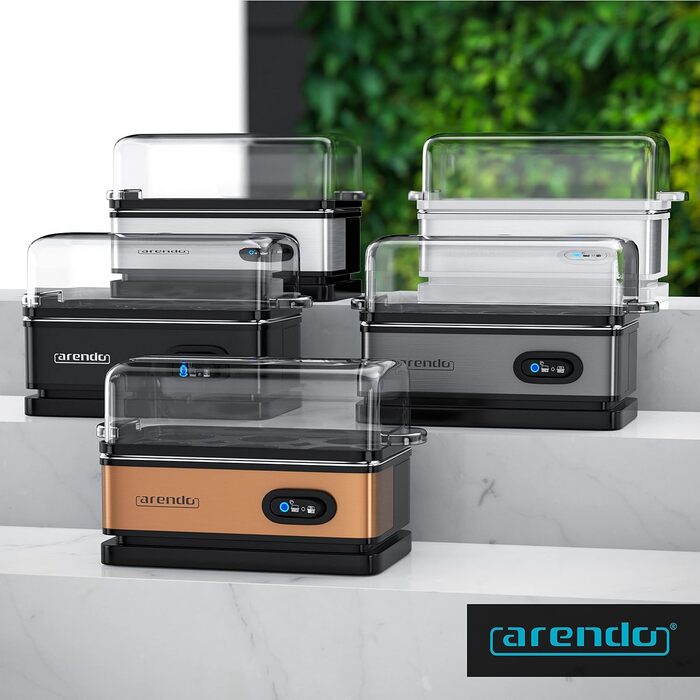 Яйцеварка из нержавеющей стали с функцией поддержания тепла - Тумблер функций со световой индикацией - Свободно выбираемая степень твердости - Матовая нержавеющая сталь - Не содержит бисфенола А - в холодном сером цвете (C черный)