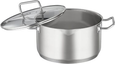 Форма для запікання RSLE EXPERTISO, універсальна ємність для приготування їжі з нержавіючої сталі 18/10, скляна кришка, внутрішня вага, підходить для індукційних плит, можна мити в посудомийній машині, срібляста (24 см, форма для запікання)