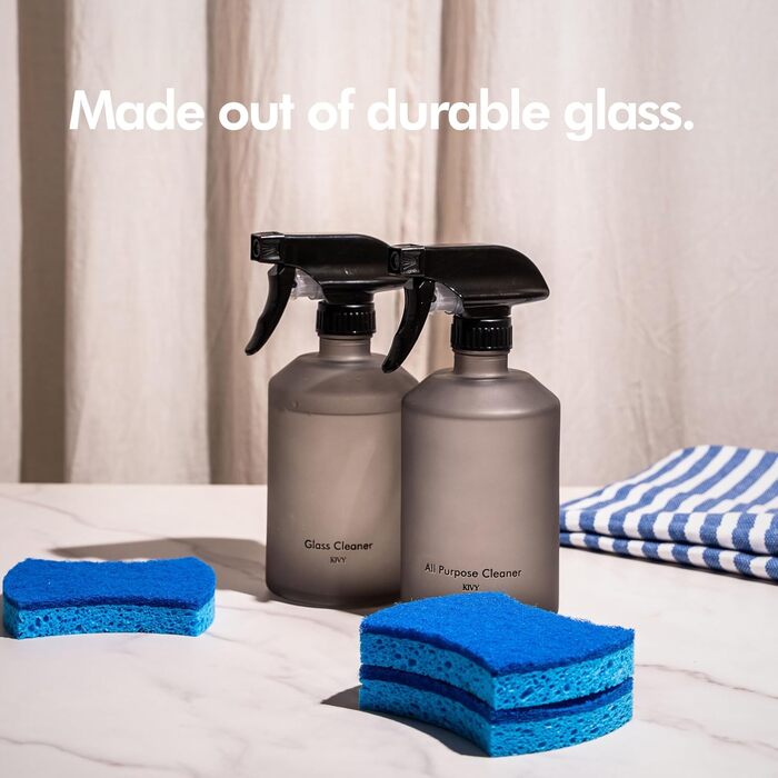 Розпилювач скляний 500 мл чорний, набір 2 предмети, KIVY