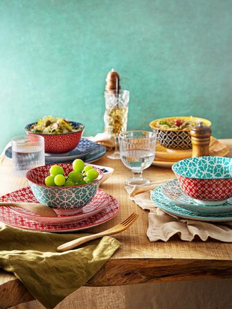 Набори керамічного посуду DOWAN, Набір посуду на 4 особи, Набори декоративних тарілок і мисок, Порцелянові салатні тарілки, Чашки та Супові миски для кухні, Набір подарункового посуду на новосілля (набір посуду з 12 предметів, 12 предметів)