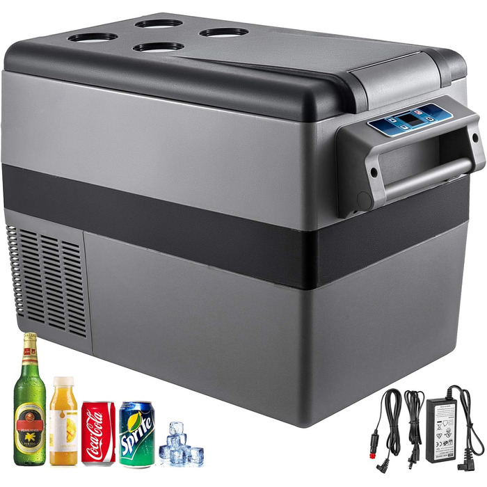 Автомобільний холодильник VEVOR 35L, компресорний холодильник, коробка-холодильник з нержавіючої сталі, ізольована коробка для свят, міні-холодильник, автомобільний холодильник з розеткою 35L (45L)