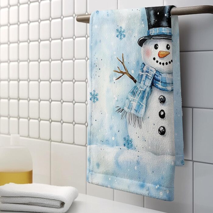 Різдвяні кухонні рушники Kwlegh, рушник для рук, різдвяна ялинка, цукерка-тростина, сніжинка, рушник для пальців, набір з 2 шт. , милий чоловічий банний рушник, високопоглинаючі рушники, 36 x (різдвяний сніговик)