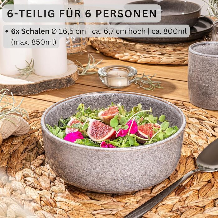 ПОСУД Комбінований сервіз на 6 персон, набір тарілок кавовий кухоль макаронна миска 30 шт. , набір посуду з керамограніту посудомийна машина - мікрохвильова піч - стійкий до подряпин, набір посуду з керамограніту КОЛЕКЦІЯ ЦІННОСТЕЙ (Cairo moon сірий, миск