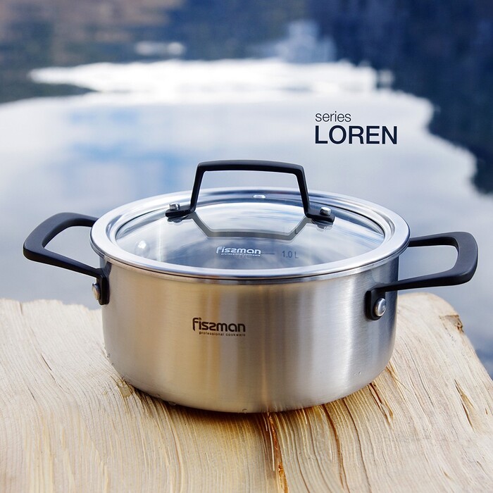 Каструля зі скляною кришкою 18 см 2 л LOREN Fissman