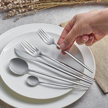 Набор столовых приборов из 30 предметов на 6 человек, сталь, обеденный нож из 6 предметов, 6 столовых ложек, обеденные вилки из 6 предметов, 6 десертных вилок, 6 чайных ложек, современный дизайн