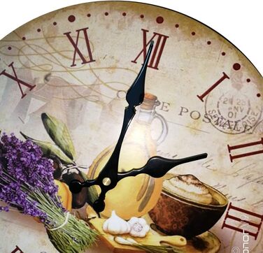 Настінний кухонний годинник YOAI, вінтажний, потертий ШИК, античний, ностальгічний, сільський, кварцовий годинник з МДФ з безшумним механізмом, 12 дюймів/30 см Ø (кольоровий)