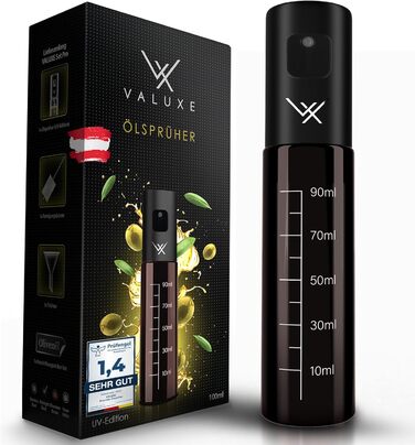 Масляный распылитель для растительного масла и уксуса с защитой от ультрафиолета Стекло и распылительный фильтр - Бутылка с распылителем масла из нержавеющей стали - Точный распылитель оливкового масла, распылитель масла, распылитель масла (темно-черный)