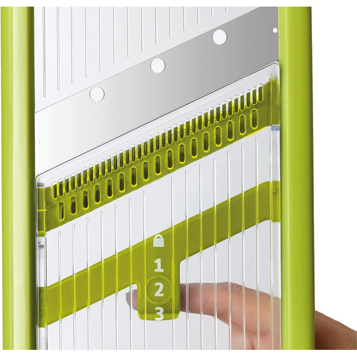 Кухонная мандолина, регулируемая овощерезка и ломтерезка для лука, толщина 3 ломтика, с точной ручкой, зеленый (плюс)