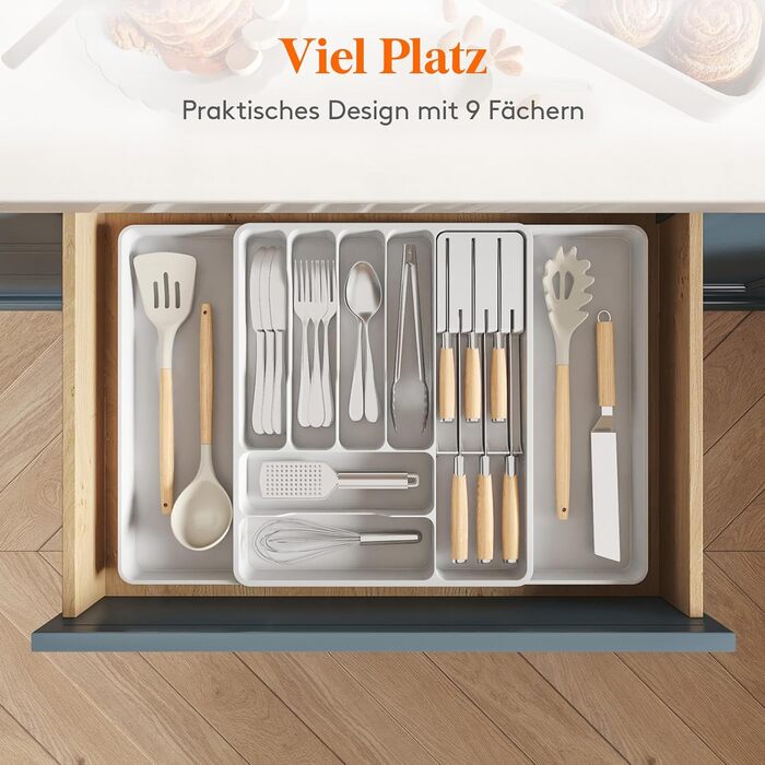 Органайзер для столових приладів 60 х 40 х 4,6 см білий Lifewit