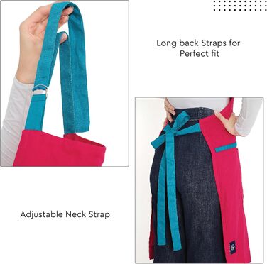 Регулируемый кухонный передник с карманами 68 x 85 см розовый Encasa XO