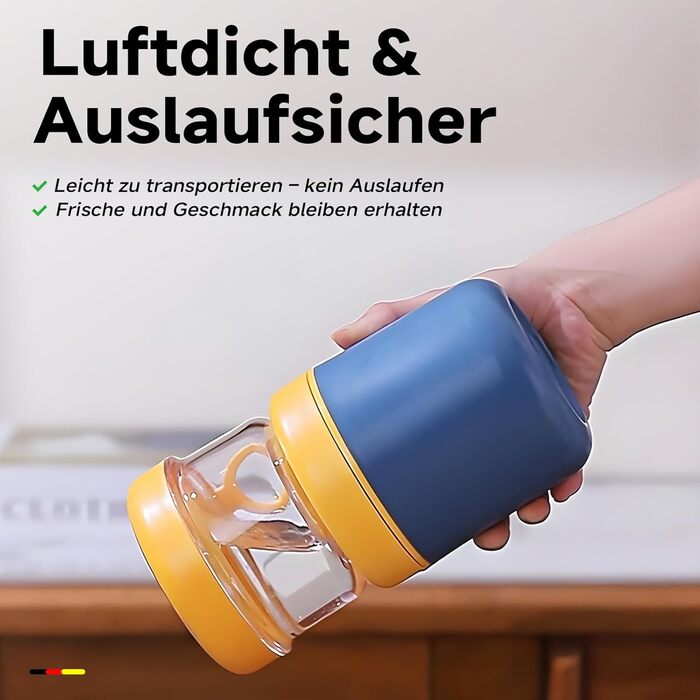Стаканчик для пластівців 860 мл із складаною ложкою, жовто-синій NEXROLA