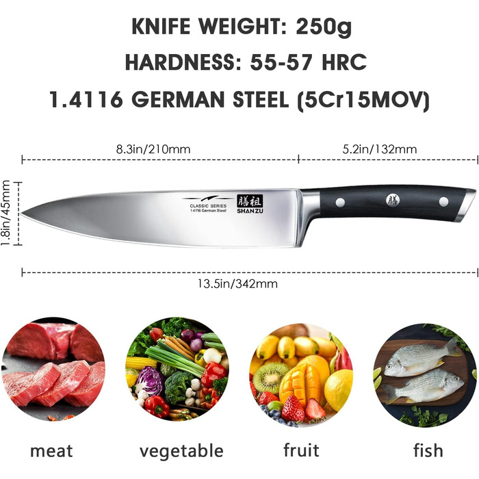 Кухарський ніж 20 см Classic SHAN ZU