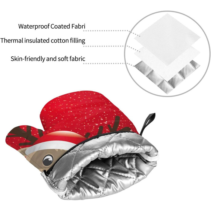 Рождественский набор из 2 прихваток и 2 перчаток для духовки, 4 предмета, красный AAPIKA