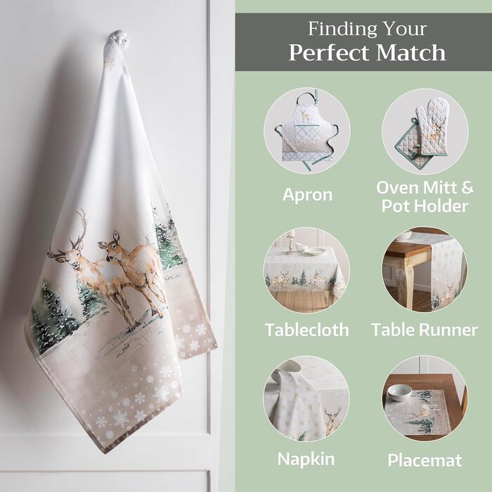 Набір із 3 багатоцільових кухонних рушників Maison d&39 Hermine Rural Christmas, 100 бавовна Барні рушники День подяки/Різдво (50 см x 70 см) (Олень у лісі)