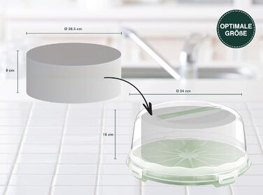 Коробка для транспортування торта з кришкою, капюшоном і ручкою. Коробка для зберігання, контейнер для торта, тарілка для торта, контейнер для торта, коробка для торта, тарілка для торта, начинка для торта, дзвіночок для торта - (зелений, круглий)