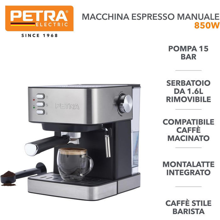 Ручна еспресо-машина 1,6 л 850 Вт Petra