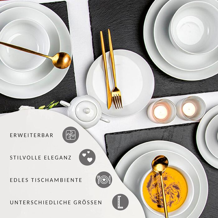 Столовий сервіз, білий, порцеляна (обідній сервіз 18 шт. на 6 персон) Sänger New Port