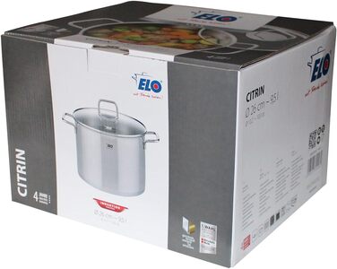 Каструля з нержавіючої сталі Elo 7242026, діаметр 20 см, каструля та скляна кришка, підходить для всіх типів плит, нержавіюча сталь, скло, 20 см, сіра каструля ø 20 см (каструля ø 26 см)