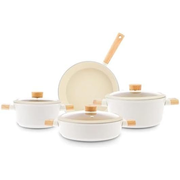 Набір каструль з антипригарним покриттям 7 предметів бежевий Swiss Crystal Karaca