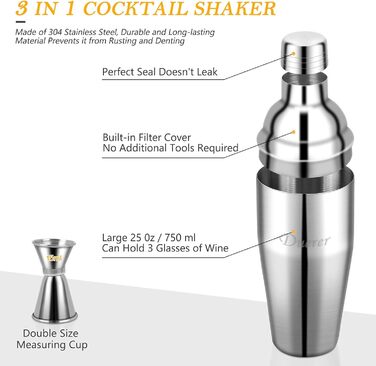 Набір коктейльних шейкерів з 11 предметів із стильною бамбуковою підставкою Duerer