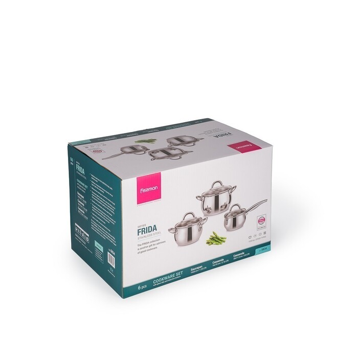 Набір посуду  зі скляними кришками 6 предметів FRIDA Fissman