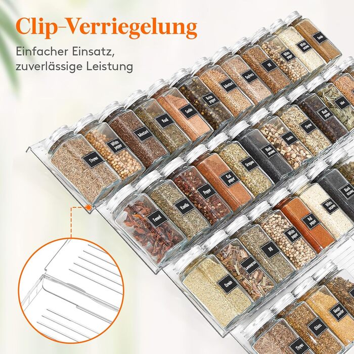 Органайзер для спецій пластиковий розсувний, 41,9 x 40 x 3,7 см, прозорий Lifewit