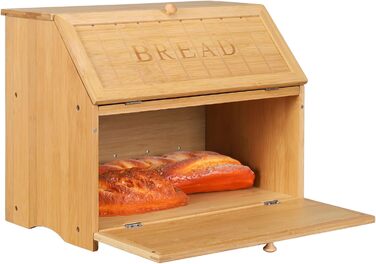 Хлібниця Leader Accessories з бамбука, 2-ярусна, для безпечного зберігання хліба, легкий догляд, 39x25x32 см, чорна (39x25x32 см/15,3&39x9,8&39x12,6&39) (Вінтажна (39x25x32 см/15,3&39x9,8&39x12,6&39))