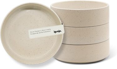 Набір керамічного посуду igunja, набір мисок та тарілок 12 предметів на 4 особи Високоякісний, 100 ручної роботи, набір посуду з реактивною глазур&39ю, матовий зовні, глянцевий всередині (бежевий, L-подібні миски)
