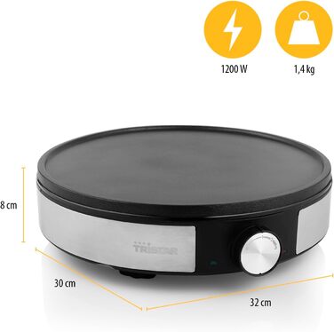 Млинниця електрична 30 см, чорна/срібляста Tristar