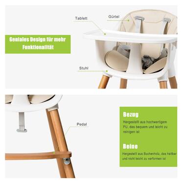 Дитячий стільчик для годування 2-в-1 від 6 місяців COSTWAY