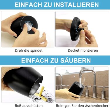 Попільничка з кришкою чорний MOKHT